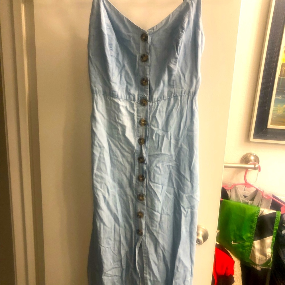Japna Casual Sleeveless Denim Blue Dress for Women